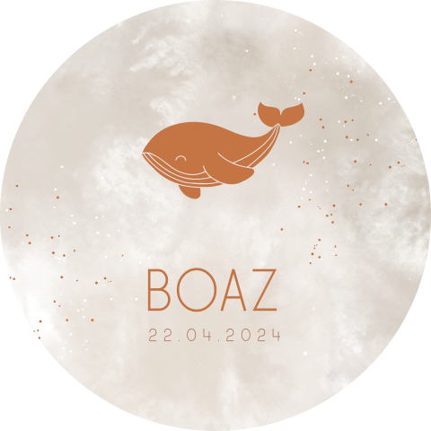 Watercolour raamsticker met walvis en stipjes