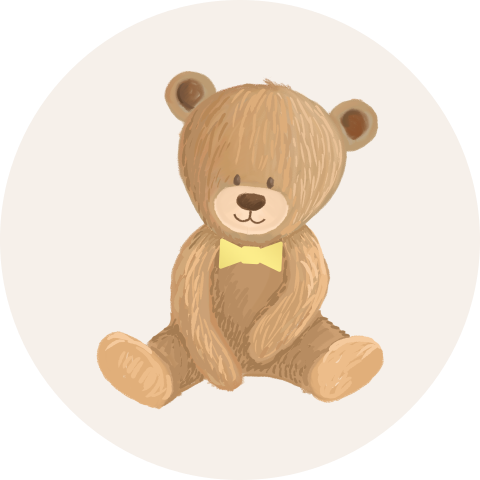 Sluitsticker schattig beertje met goudfolie strikje