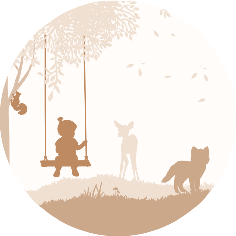 Sluitsticker met silhouetje meisje en bosdieren