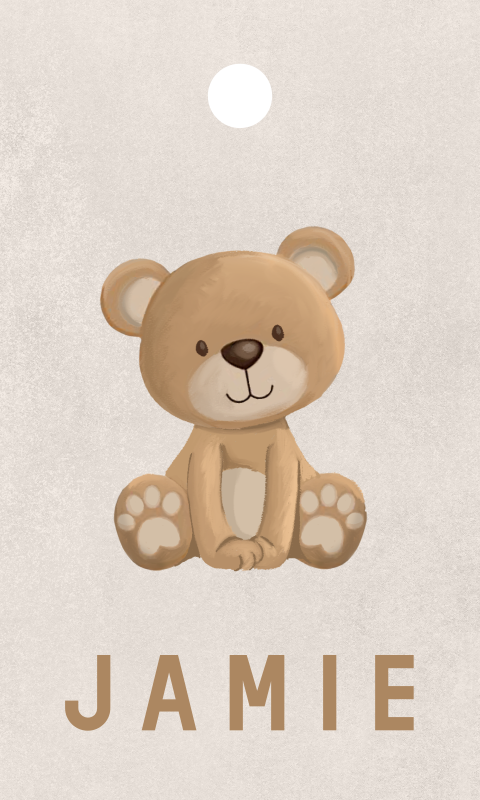 Doopsuiker labeltje beige met lief beertje