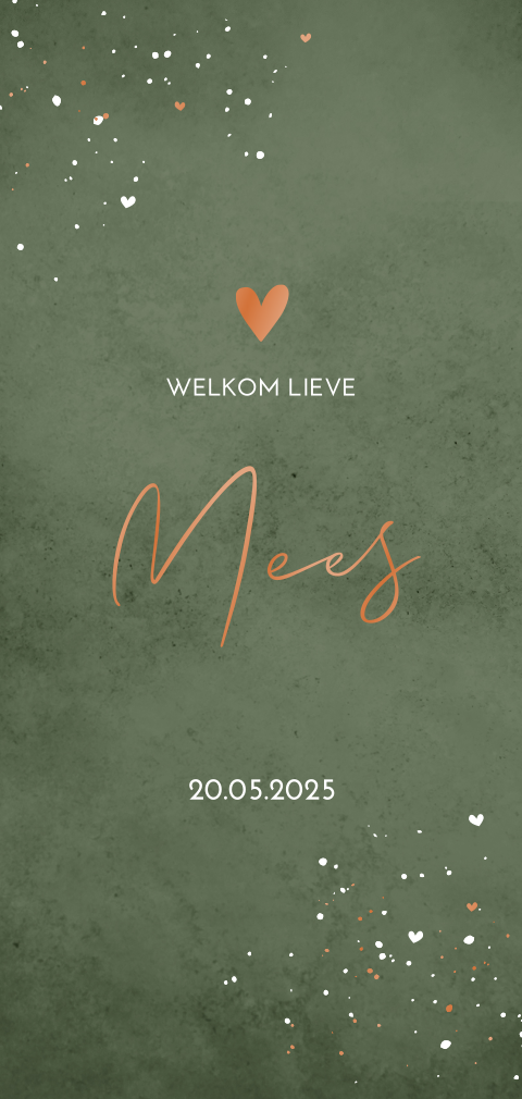 Stoer geboortekaartje met hoogglans op velvet-look