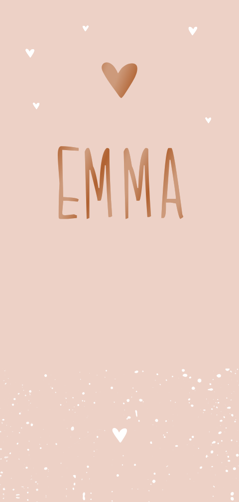 Roze meisjes geboortekaartje met witte verfspetters en hoogglans