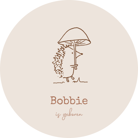 Ronde raamsticker met lijntekening van egeltje