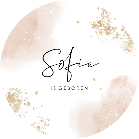 Ronde raamsticker met roze watercolour en spetters