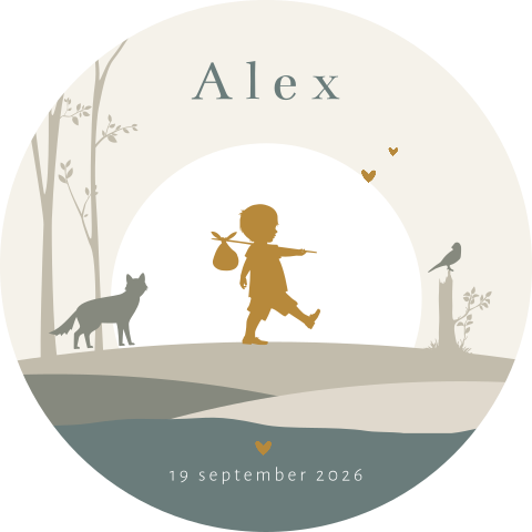 Tuinbord stoer met silhouetje in het bos