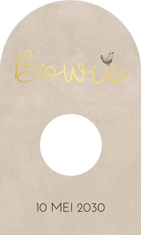 Boogkaartje met beige velvet-look en goudfolie
