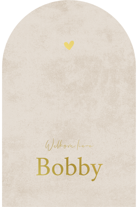 Neutraal origineel geboortekaartje met velvet-look en goudfolie