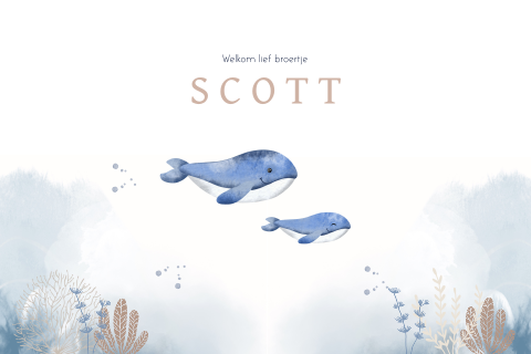 Raamsticker blauwe watercolour met walvis