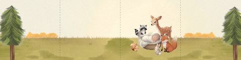 Doopsuikerdoosje met baby in mand, bosdieren en herfstlucht
