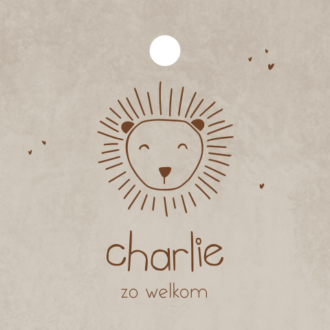 Doopsuiker labeltje beige met leeuwtje