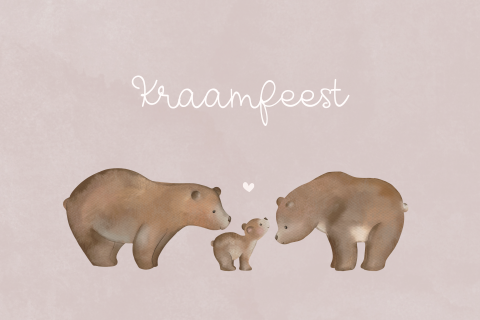Kraamborrel uitnodiging schattige berenfamilie