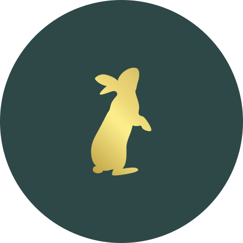 Sluitsticker groen met goudfolie konijntje