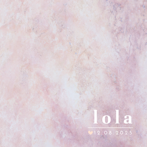 Uniek geboortekaartje voor meisje met roze marmer