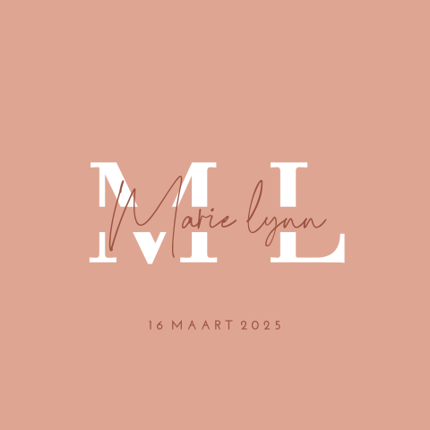 Minimalistisch geboortekaartje meisje met typografie