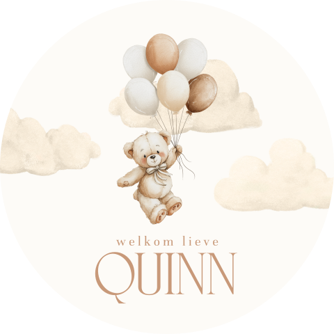 Raamsticker met lief beertje en ballonnen