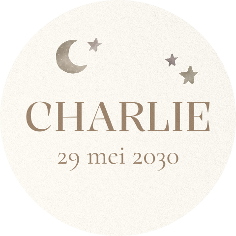 Naamsticker beige tinten met sterren en maan