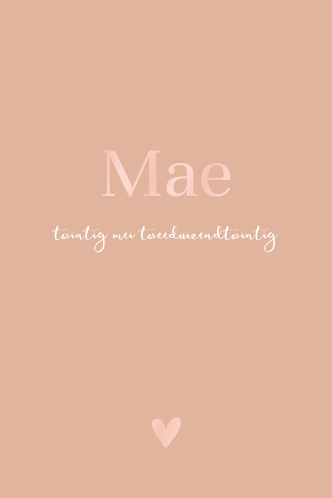 Minimalistisch geboortekaartje voor meisje met hoogglans op peach