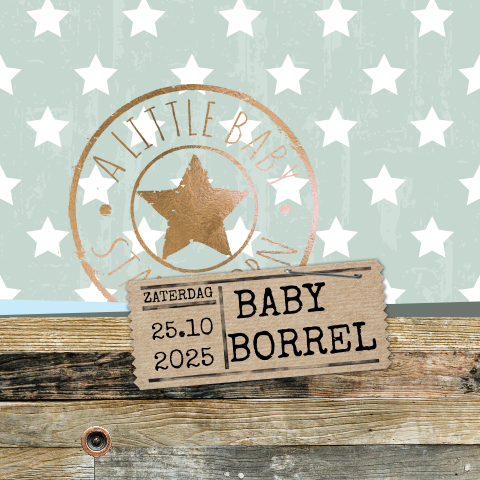 Stoer babyborrelkaartje met koperen ster