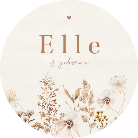 Tuinbord rond beige met veldbloemen