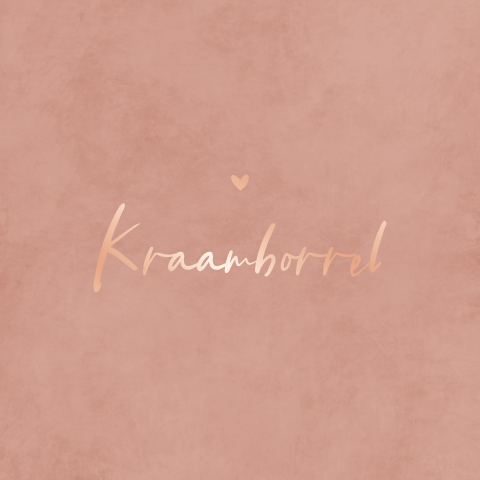 Kraamborreluitnodiging roze velvet-look met roségoudfolie