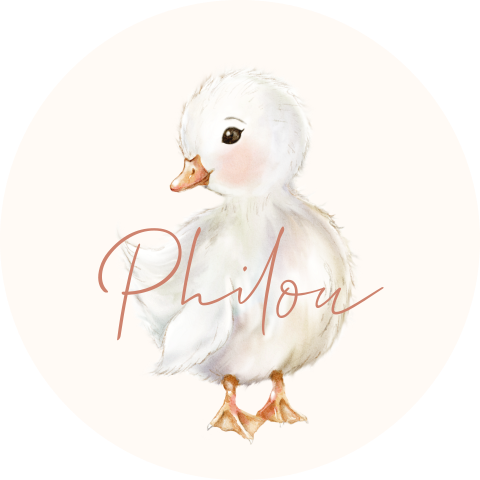 Naamsticker met illustratie van lief eendje