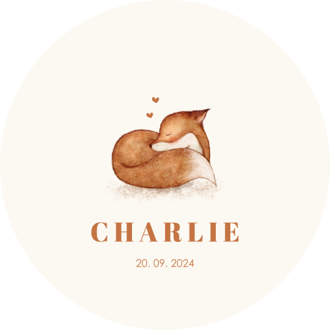 Raamsticker rond met vosje en hartjes