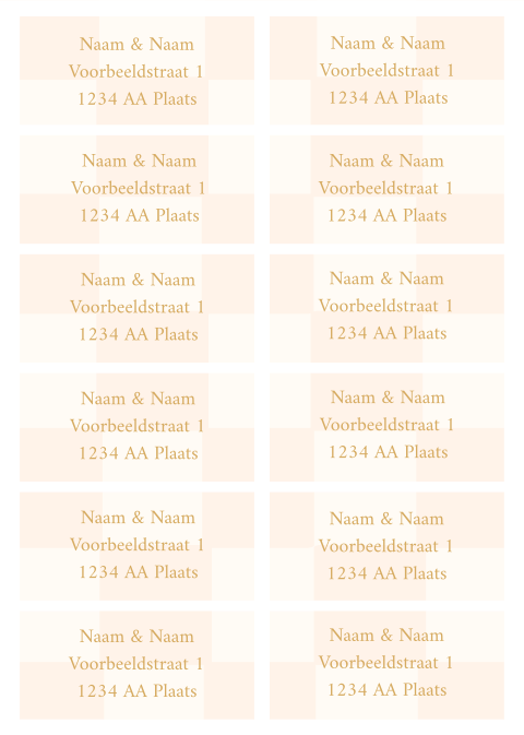 Adresstickers met peach ruitjespatroon