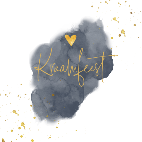 Chique kraamborrelkaartje met goudlook