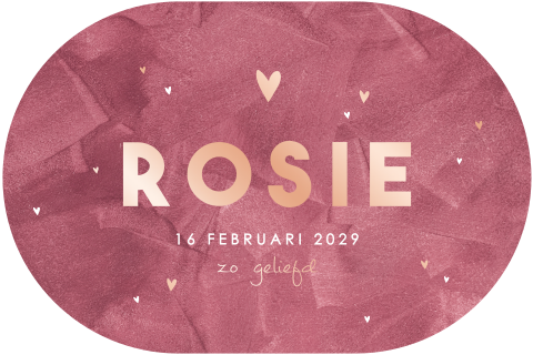 Origineel geboortekaartje met roze velvet-look en roségoudfolie