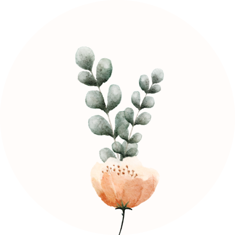 Sluitsticker met watercolour bloem en takje