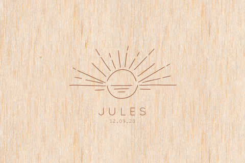 Minimalistische geboortekaart voor dochter met zonsopgang