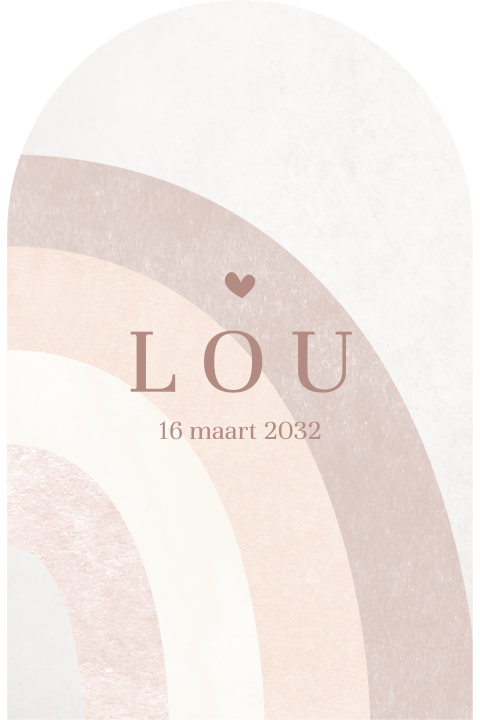 Origineel arch geboortekaartje met regenboog voor een meisje