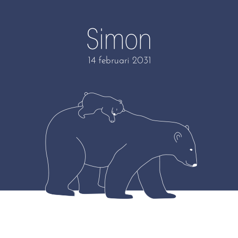 Hip geboortekaartje voor jongen met ijsberen in de sneeuw