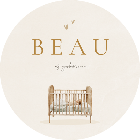 Tuinbord rond met illustratie ledikantje en hartjes