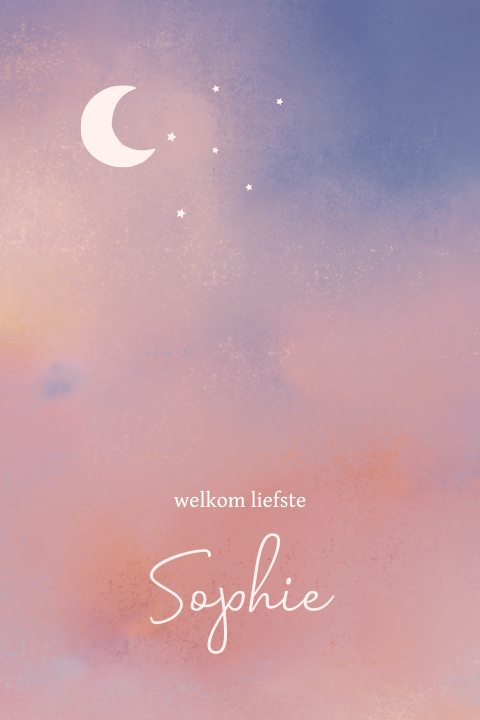 Poster pastelkleurige wolken en maan
