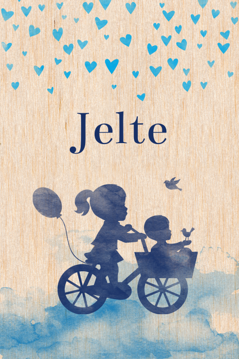 Echt houten geboortekaartje met watercolour