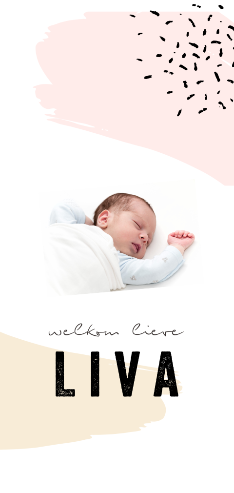 Geboortekaartje met brush en confetti