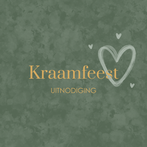 Kraamborrel uitnodiging groen met hartjes