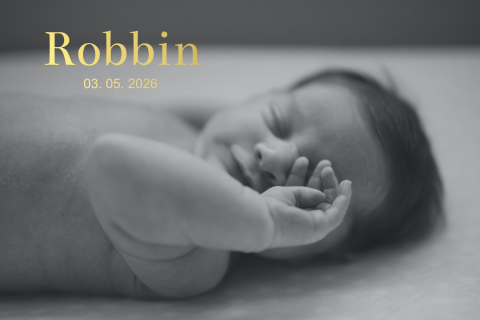 Ontwerp zelf een goudfolie geboortekaartje met foto