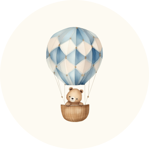 Sluitsticker luchtballon met lief beertje