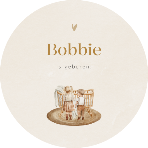 Raamsticker met illustratie wiegje met grote broer en zus