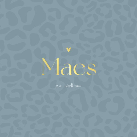 Blauw geboortekaartje met panterprint