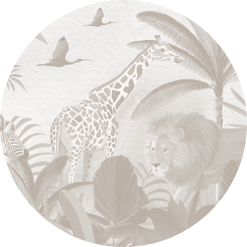 Grijze vintage sluitsticker met jungledieren thema