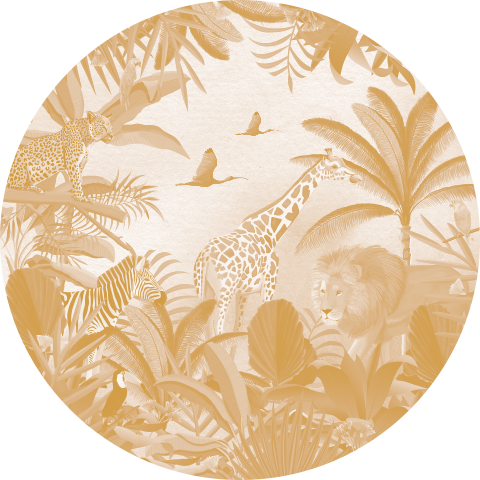 Stoere behangcirkel met jungle dieren voor in de babykamer