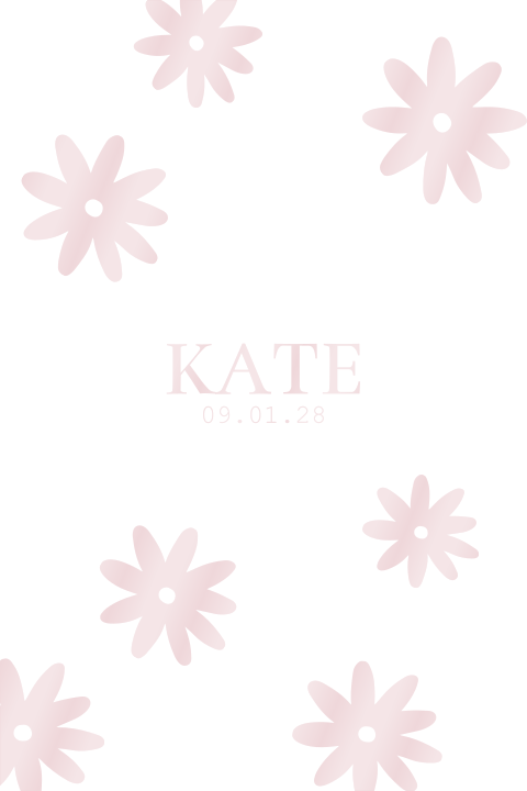 Schattig geboortekaartje meisje met hoogglans roze bloemen