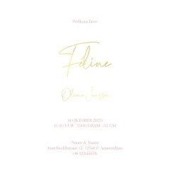 Lief roze geboortekaartje met goudfolie voor een meisje