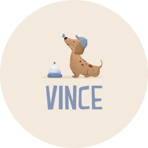 Speelse naamsticker met teckel