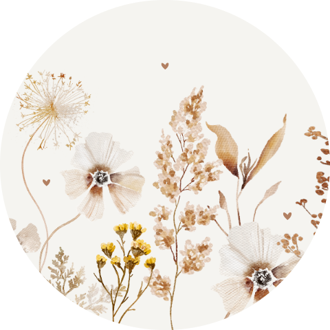 Sluitsticker romantische bloemen in aardetinten