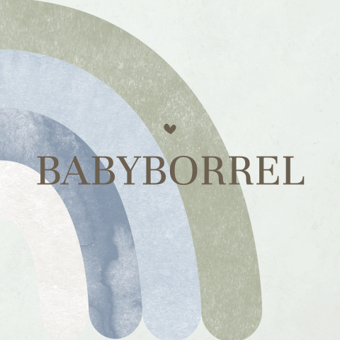 Kraamborrel uitnodiging groen met watercolour regenboog