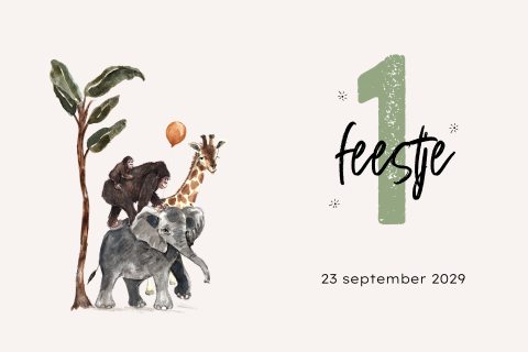 Feestelijke verjaardagsuitnodiging met jungledieren